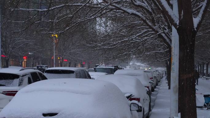 冬天白雪覆盖的汽车