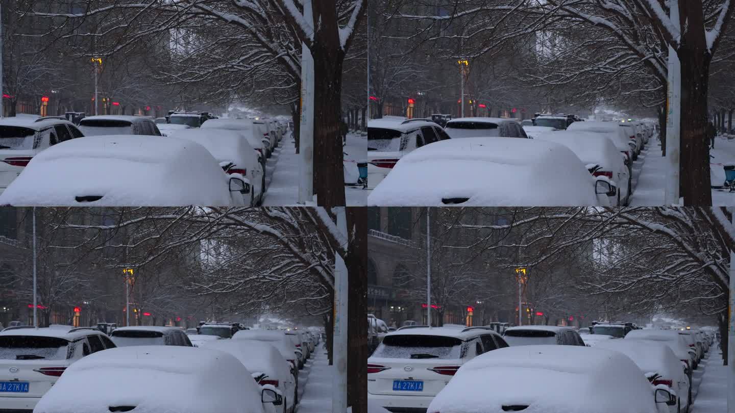 冬天白雪覆盖的汽车