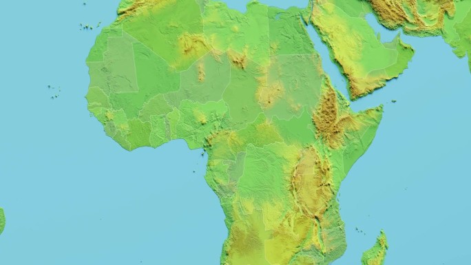 中非共和国地图3D动画与边界