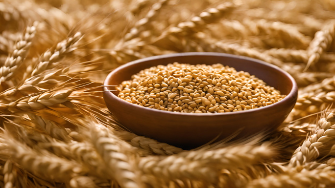 小麦麦田麦穗粮食丰收麦粒青麦从苗期到成熟