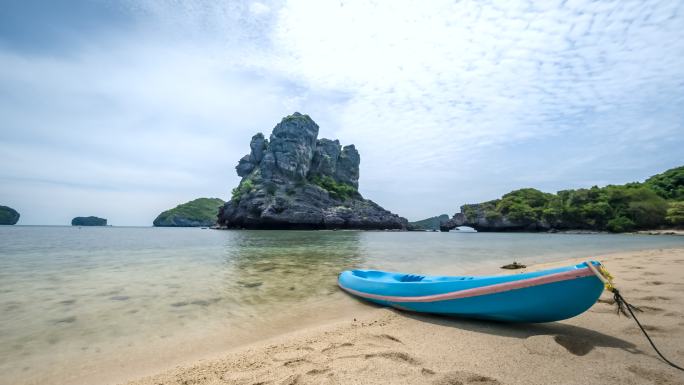 泰国安通国家海洋公园海岛皮划艇延时风光