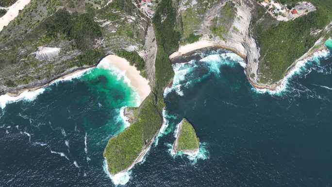 航拍印度尼西亚巴厘岛佩尼达岛精灵坠崖风景