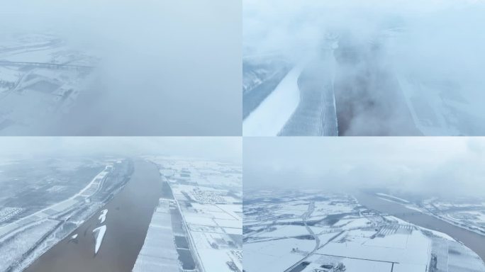 【4K】雪后黄河穿云航拍