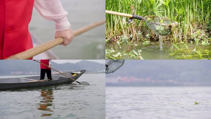 生态保护志愿者内湖水草垃圾打捞3