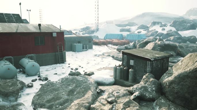 冰雪中的南极科考站