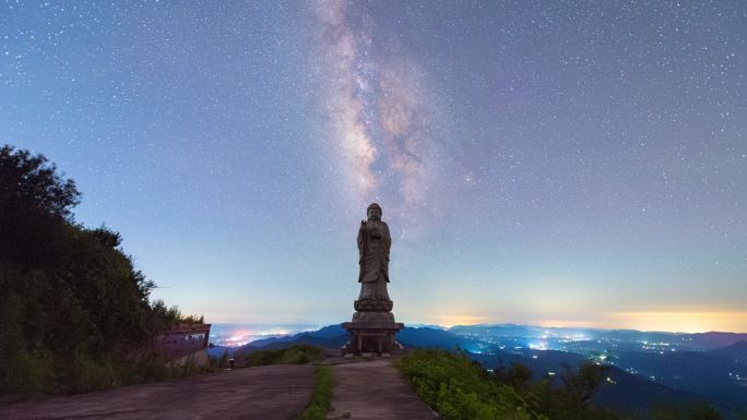 4K60P佛像星空银河日转夜转日延时摄影