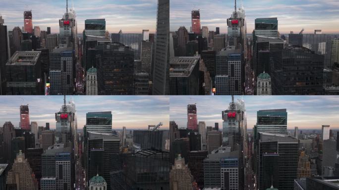 城市航拍纽约时代广场曼哈顿摩天大楼天际线
