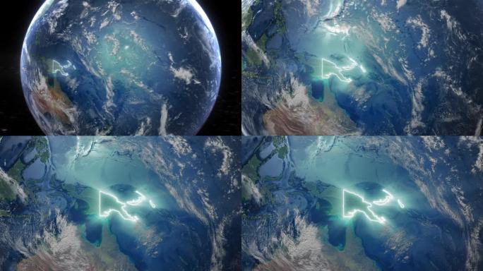 现实的地球轨道和变焦发光边界巴布亚新几内亚