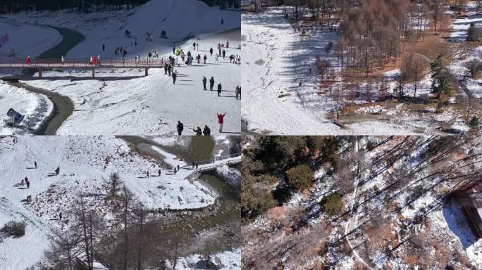 四川阿坝毕棚沟景区四姑娘山冬季雪景航拍