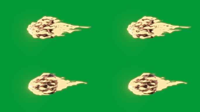 燃烧的小行星或流星动画与绿色的屏幕