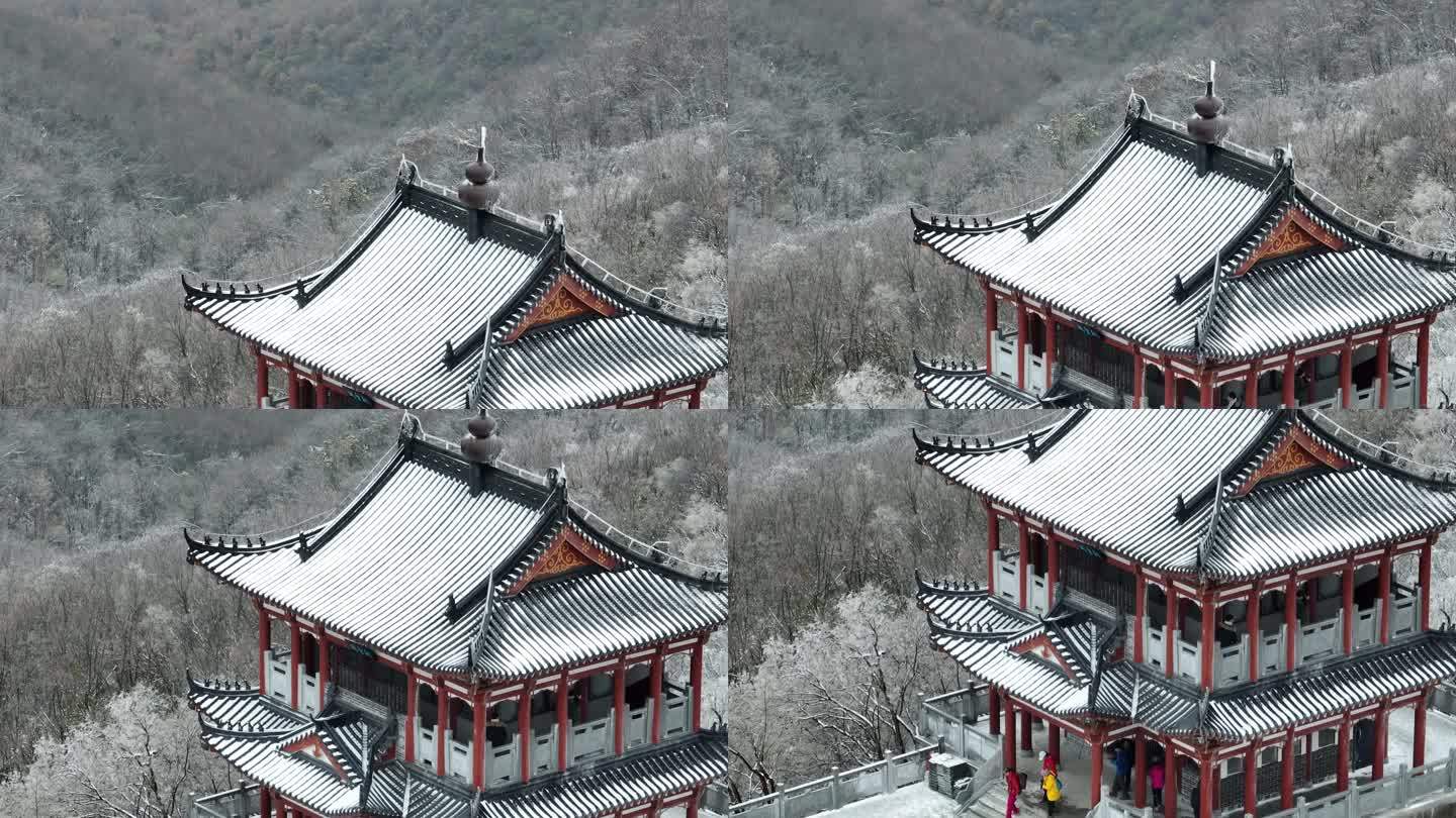 4k航拍圣境山梦幻雪景雾凇北国风光