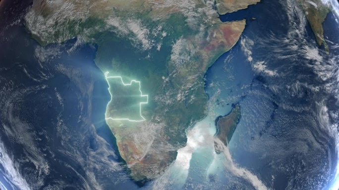 现实的地球轨道和缩放发光边界安哥拉