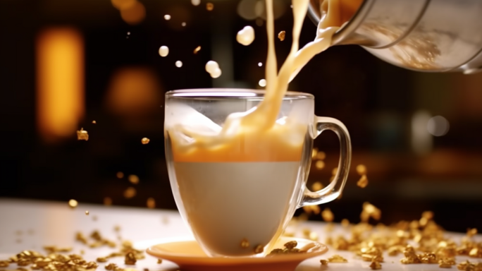 珍珠奶茶饮料牛奶饮品卡布奇诺飞溅餐饮