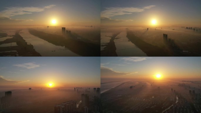城市日出 新沂河日出 宿迁沭阳日出