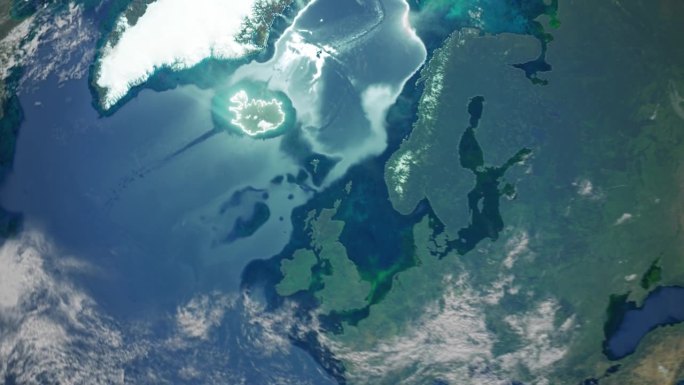 现实的地球轨道和缩放发光边界冰岛