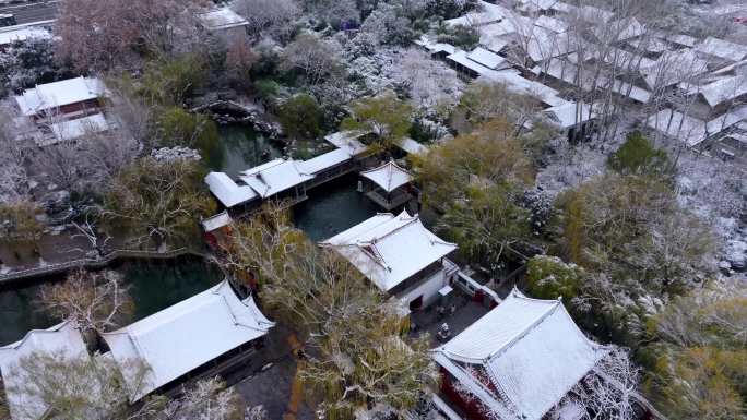 【4K有版权】航拍济南趵突泉雪景