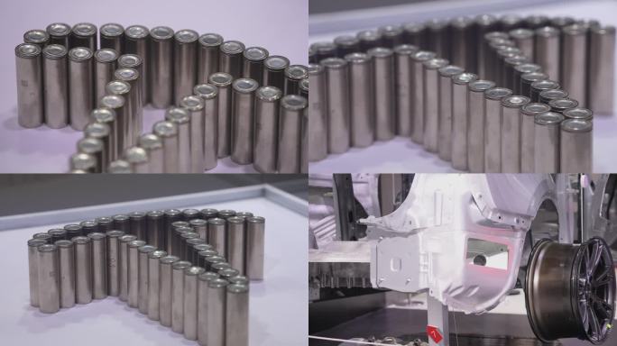 4K特斯拉汽车构造白车身电池电机展示空镜