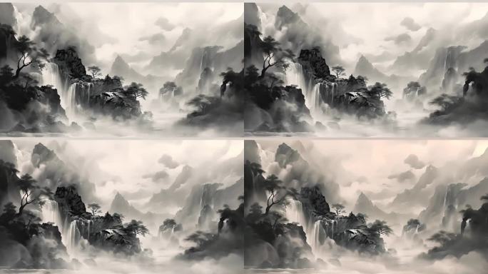 山脉云海诗意中国山水动画