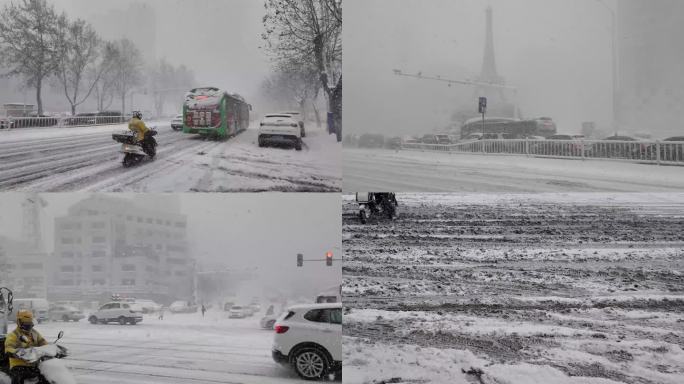 暴雪天气的道路车辆