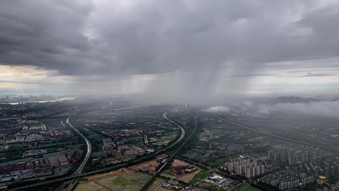 气象奇观 雨幡 暴雨过境 航拍延时