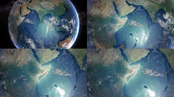 现实的地球轨道和缩放发光边界索马里