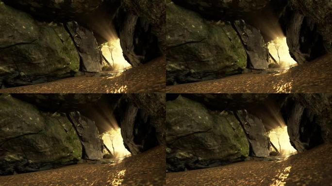 一束光射入巨大的洞穴
