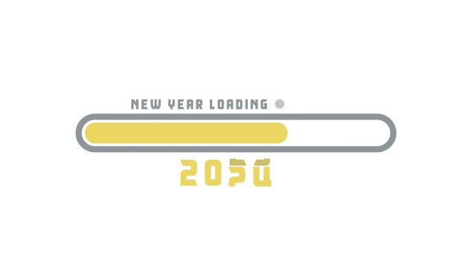 加载2023到2024进度条白色背景动画。欢迎2024年新年快乐。年份从2023年改为2024年。2