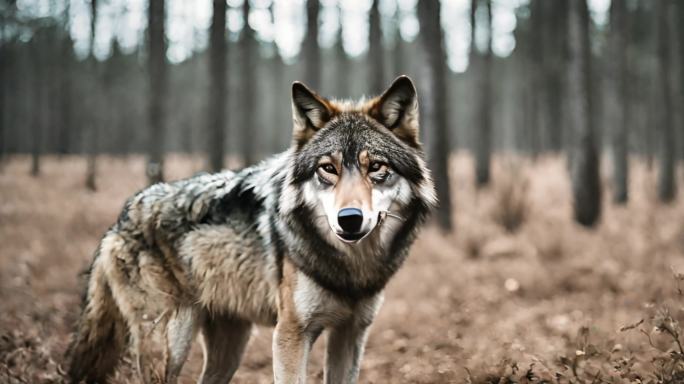 苍狼在森林的动物素材