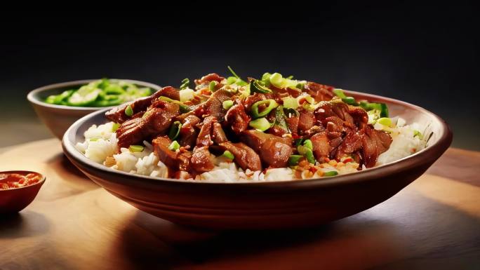 中餐鸡肉盖浇饭盖饭红烧鸡肉肉汤酱汁米饭