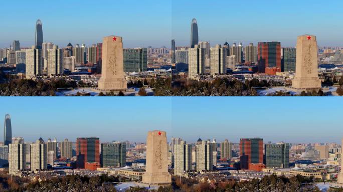 【4K有版权】经十路山东书城移动公司雪景