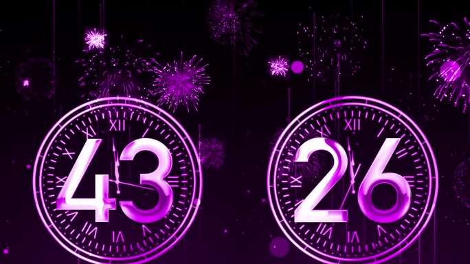 粉紫色大气奢华一分钟时钟倒数2024竖屏