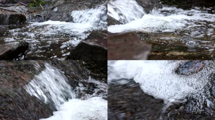 小溪流 溪水 水下拍摄湍急水流 水泡