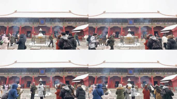 北京大雪中的雍和宫