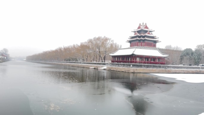 冬季北京北平雪景古典故宫角楼
