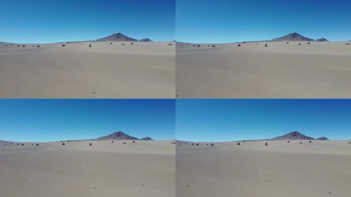 摄像机接近玻利维亚西南部萨尔瓦多达利沙漠的岩层