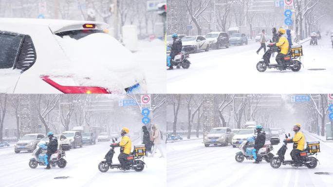 冬天下雪街道城市雪景