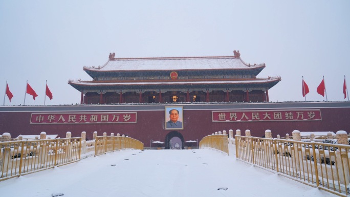 北京冬天天安门雪景