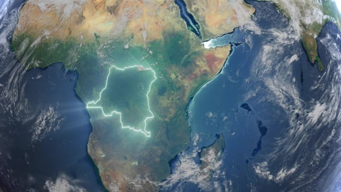 现实的地球轨道和缩放发光边界刚果民主共和国