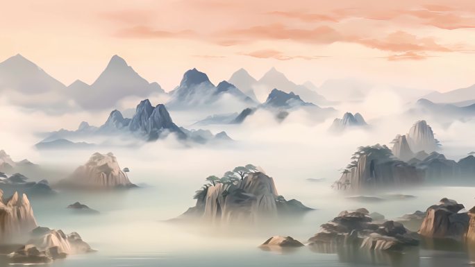 山脉云海诗意中国山水动画