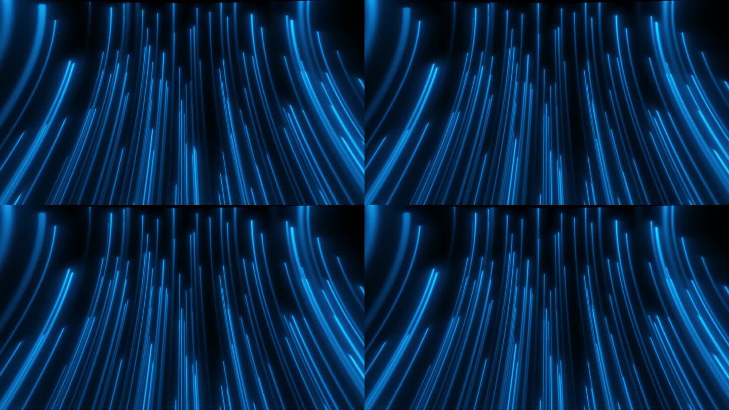 蓝色光束光线线条粒子光效汇聚汇集背景素材