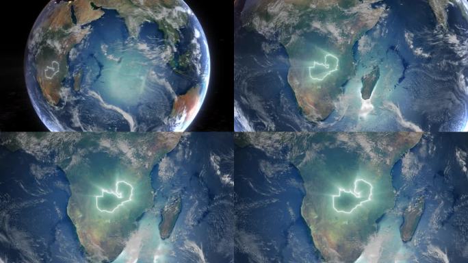 现实的地球轨道和缩放发光边界赞比亚