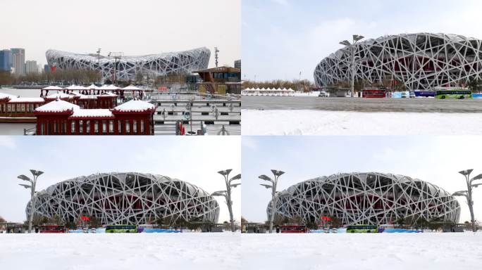 北京冬季鸟巢 下雪