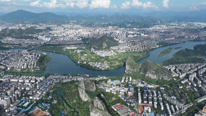 桂林城市城市宣传航拍延时摄影南溪山斗鸡山