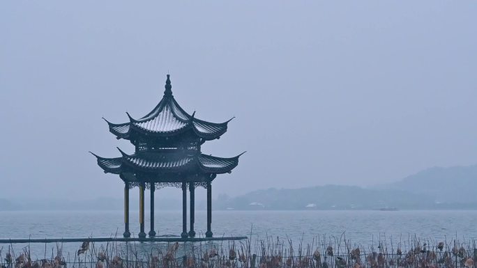 杭州西湖集贤亭雪景