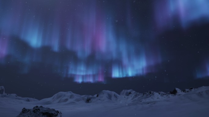 4k极光雪山星空③