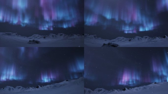 4k极光雪山星空③