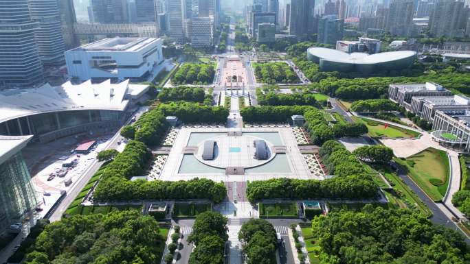 上海市世纪广场全景航拍风光