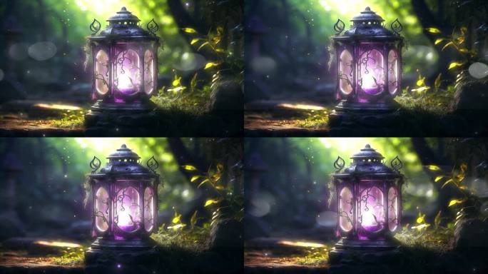4K梦幻紫色能量魔法灯概念背景