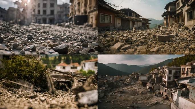 地震 地震废墟  余震震后场景 自然灾难