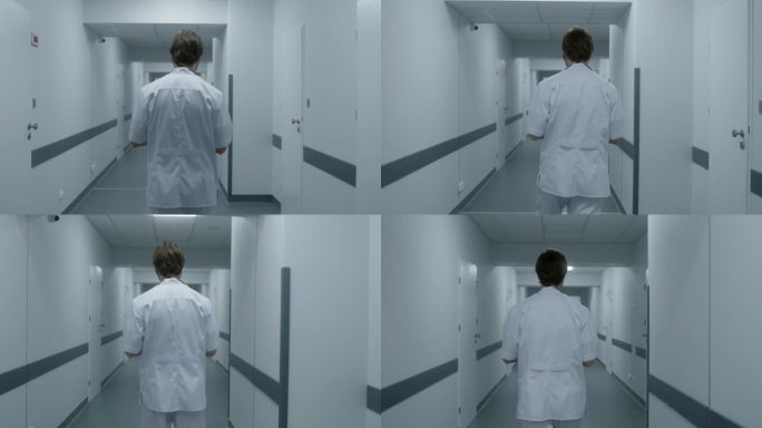 医生与病人约见医生背影白大褂医院走廊